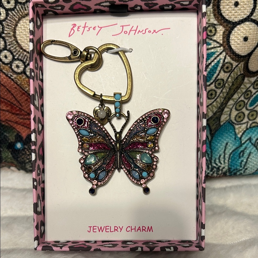 Betsey Johnson Multicolor Butterfly Keychain - Picture 1 of 4